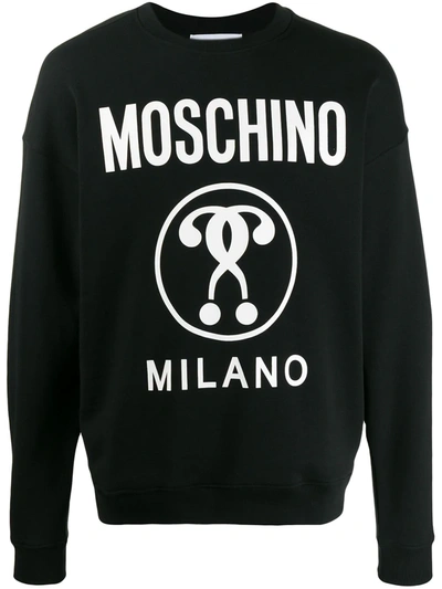 Shop Moschino Questions Logo-print Sweatshirt In Black