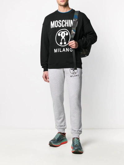 Shop Moschino Questions Logo-print Sweatshirt In Black