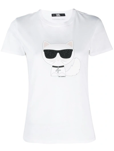 KARL LAGERFELD IKONIC CHOUPETTE T-SHIRT - 白色