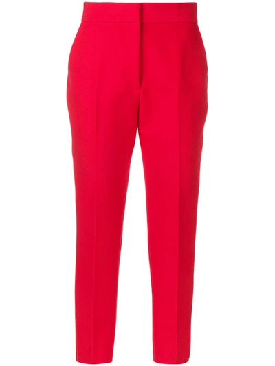 Shop Msgm Ankle Length Tailored Trousers In Red