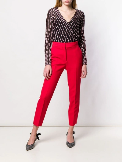 Shop Msgm Ankle Length Tailored Trousers In Red
