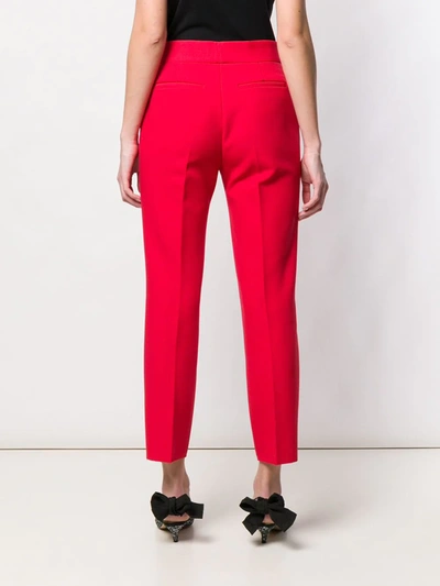 Shop Msgm Ankle Length Tailored Trousers In Red