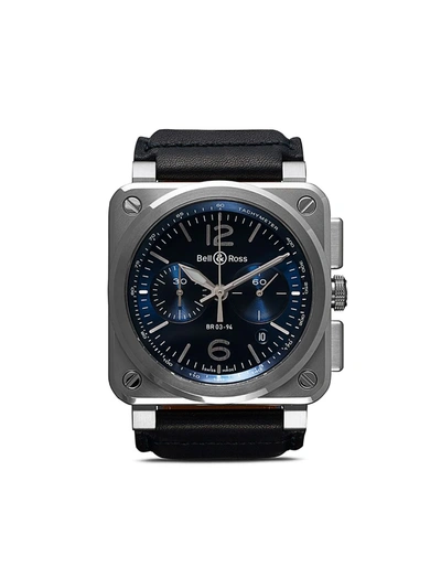 Shop Bell & Ross Br 03-94 Blue Steel 42mm In Blue B Blue