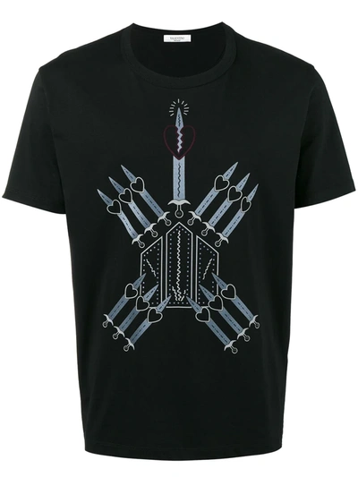 Shop Valentino Love Blade T-shirt In Black