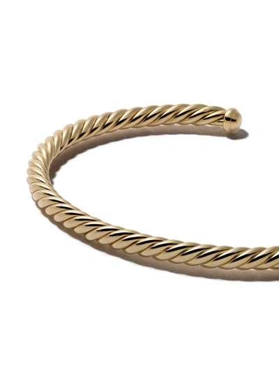 David Yurman 18kt Yellow Gold Diamond X Cable Spira Cuff Bracelet In 88
