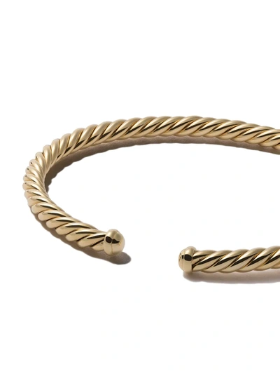 David Yurman 18kt Yellow Gold Diamond X Cable Spira Cuff Bracelet In 88