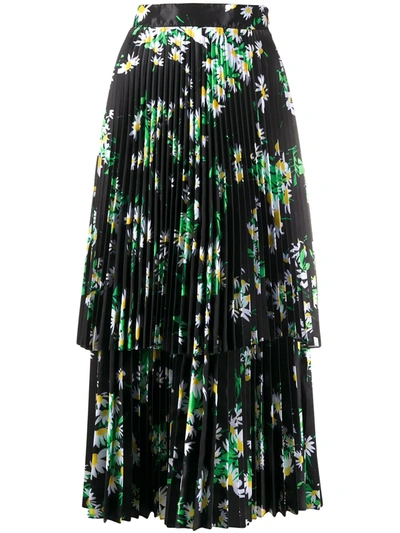 Shop Richard Quinn Daisy Print Midi Dress In Black