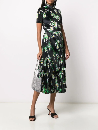 Shop Richard Quinn Daisy Print Midi Dress In Black