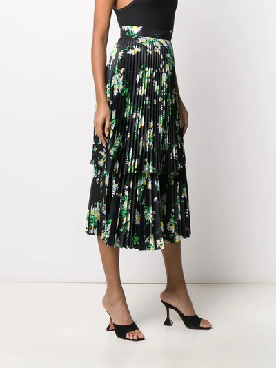 Shop Richard Quinn Daisy Print Midi Dress In Black