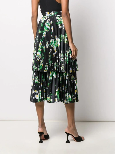 Shop Richard Quinn Daisy Print Midi Dress In Black