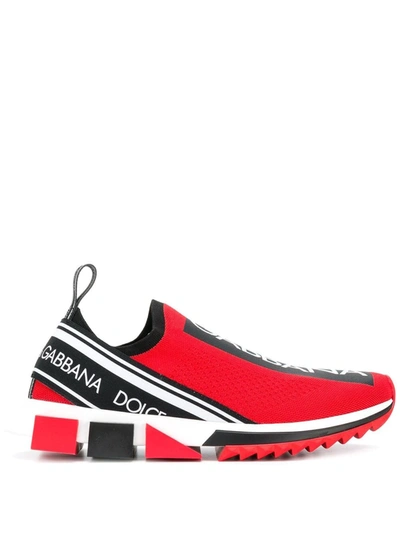 Dolce Gabbana Red Branded Sorrento Sneakers ModeSens