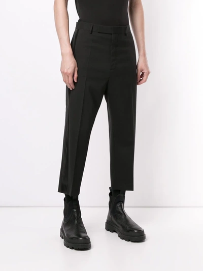 Shop Rick Owens Cropped Tailored Trousers In Black