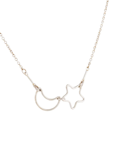 Shop Petite Grand Moon & Star Chain Necklace In Silver