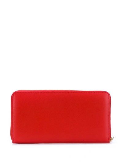 Shop Comme Des Garçons Zip-around Leather Wallet In Orange