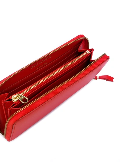 Comme Des Garçons Zip-around Leather Wallet In Orange