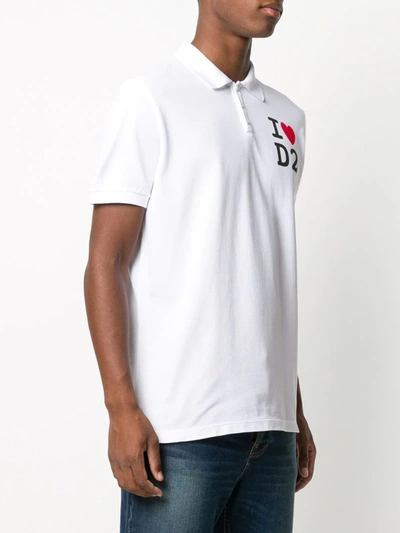 Shop Dsquared2 Love Logo Print Polo Shirt In White