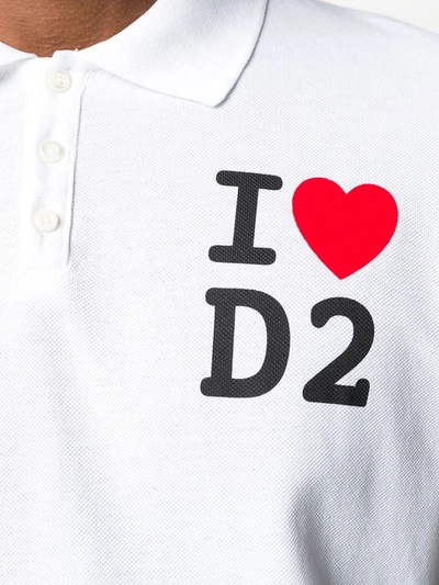Shop Dsquared2 Love Logo Print Polo Shirt In White