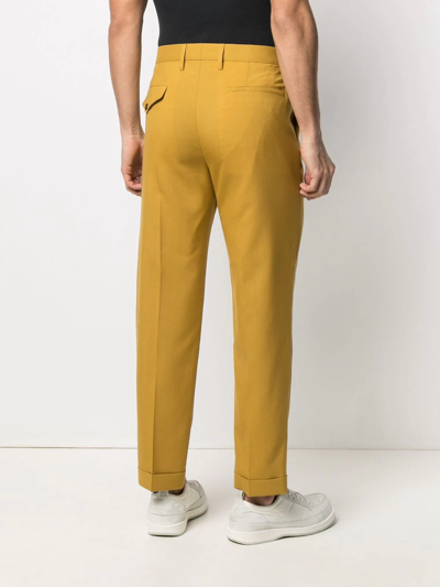 Shop Marni High-rise Chino Trousers In Yellow