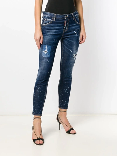 Dsquared2 Regular Distressed Effect Jeans In Blue
