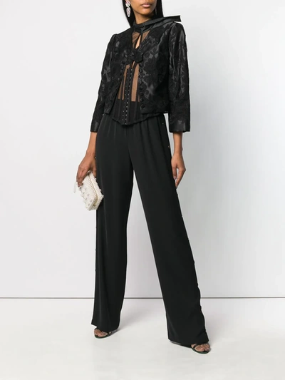 Shop Dolce & Gabbana Lace-embellished Corset Jacket In Black
