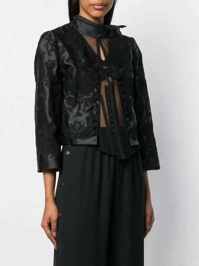 Shop Dolce & Gabbana Lace-embellished Corset Jacket In Black