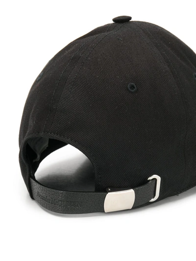 Shop Alexander Mcqueen Embroidered Signature Baseball Cap In Black