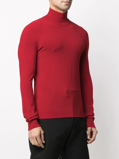 Shop Bottega Veneta Fine-knit High-neck Jumper In Red