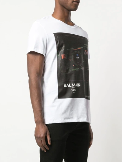 Shop Balmain Printed Short-sleeved T-shirt In White