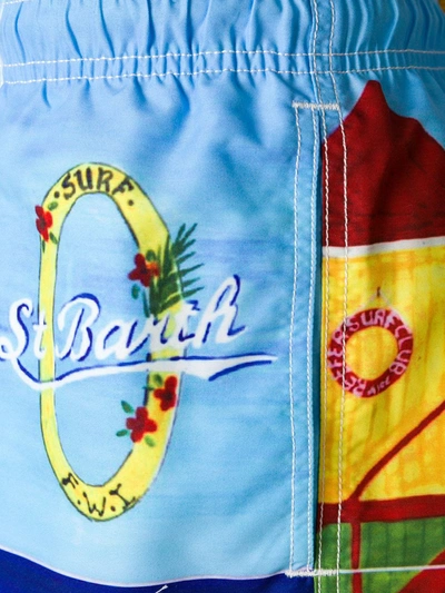 Shop Mc2 Saint Barth Beach Scene Swim Trunks In Blue