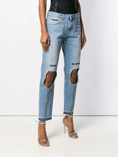 Shop Philipp Plein Miss Boyfriend Statement Jeans In Blue