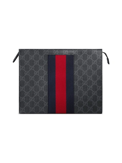 Shop Gucci Gg Supreme Web Cosmetic Case In Black