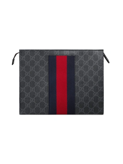 Shop Gucci Gg Supreme Web Cosmetic Case In Black