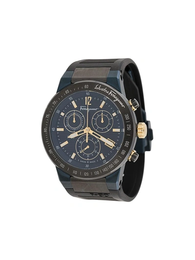 Shop Ferragamo F-80 Chronograph 44mm Watch In Black