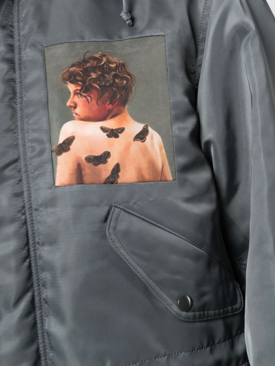 Undercover Painterly-print Hooded Parka In 绿色