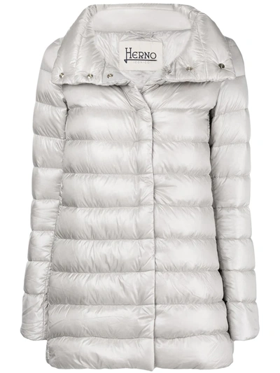 Shop Herno Zipped Padded Coat In Grey