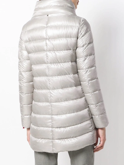 Shop Herno Zipped Padded Coat In Grey