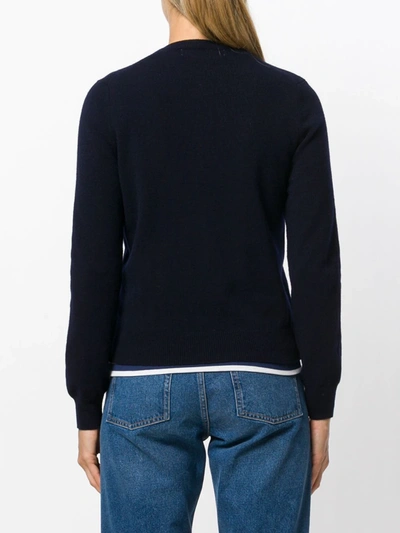 Comme Des Garçons Play Embroidered Heart Cardigan In Blue