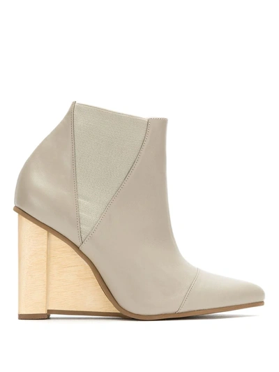 Shop Studio Chofakian Leather Wedge Boots In Neutrals