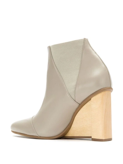 Shop Studio Chofakian Leather Wedge Boots In Neutrals