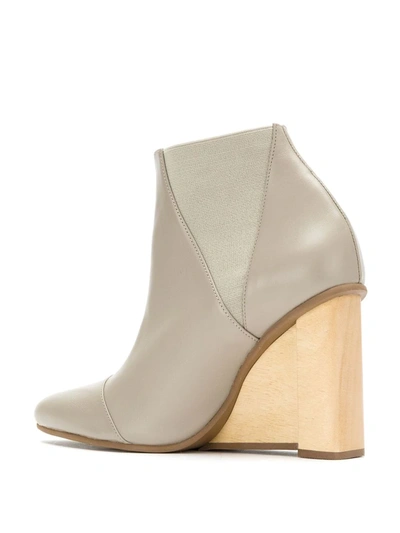 Studio Chofakian Leather Wedge Boots In Neutrals