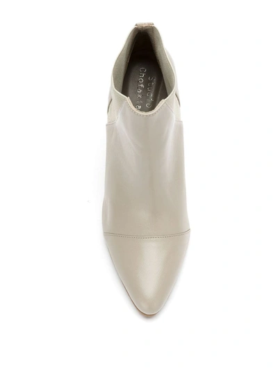 Studio Chofakian Leather Wedge Boots In Neutrals