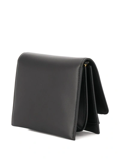 Shop Ferragamo Logo Engraved Flap Shoulder Bag In Black