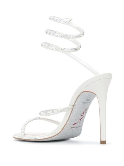 Shop René Caovilla Crystal-embellished Spiral Sandals In White