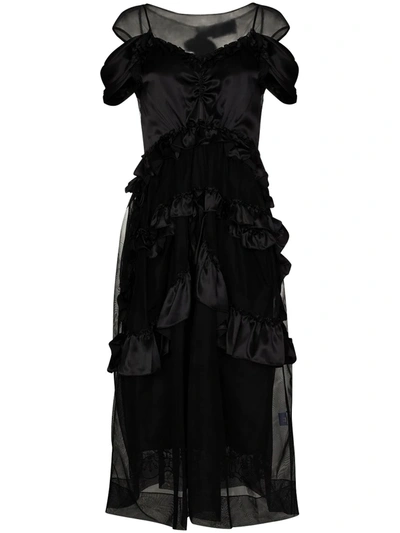 Shop Simone Rocha Skeleton Midi Dress In Black