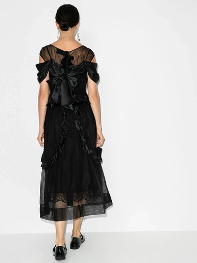 Shop Simone Rocha Skeleton Midi Dress In Black