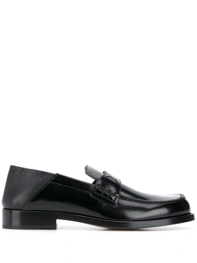 Shop Maison Margiela Leather Four-stitch Loafers In Black