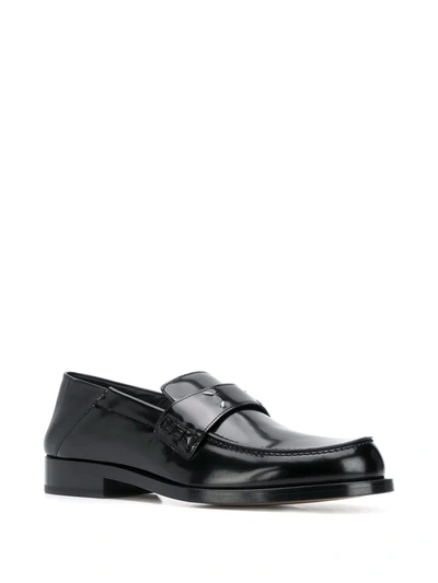 Shop Maison Margiela Leather Four-stitch Loafers In Black