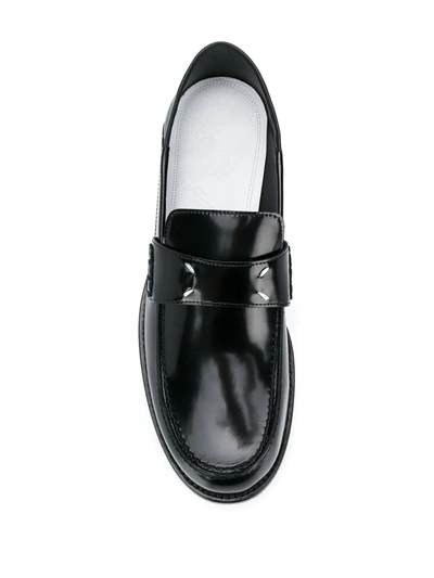 Shop Maison Margiela Leather Four-stitch Loafers In Black