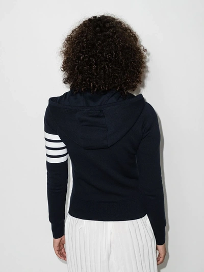 Thom Browne Fitted Blue Zipper Hoodie With Contrasting Stripes In Blue