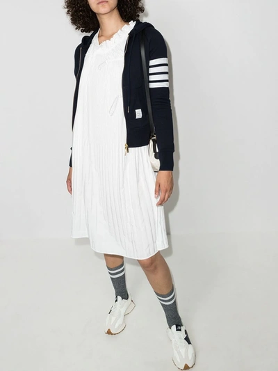 Thom Browne Fitted Blue Zipper Hoodie With Contrasting Stripes In Blue